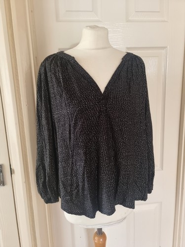 Camicetta oversize Velvet By Graham & Spencer nera top motivo oro splash taglia S