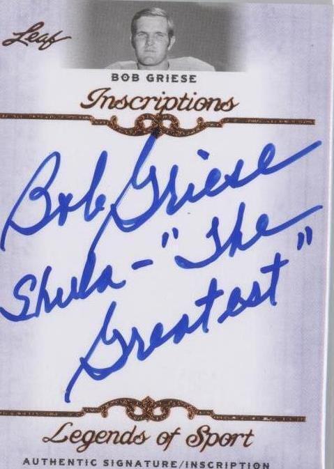 2012 Leaf Legends of Sport - Inscriptions Bob Griese #I-BG1 (AU) for ...