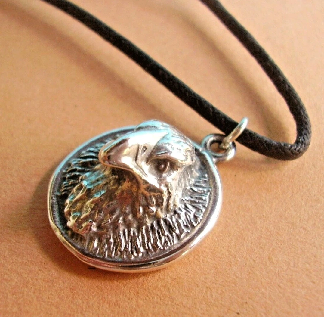 Pendentif Ancien Aigle Et Dauphin – Argent Sterling 925 – Vintage 1935-1950
