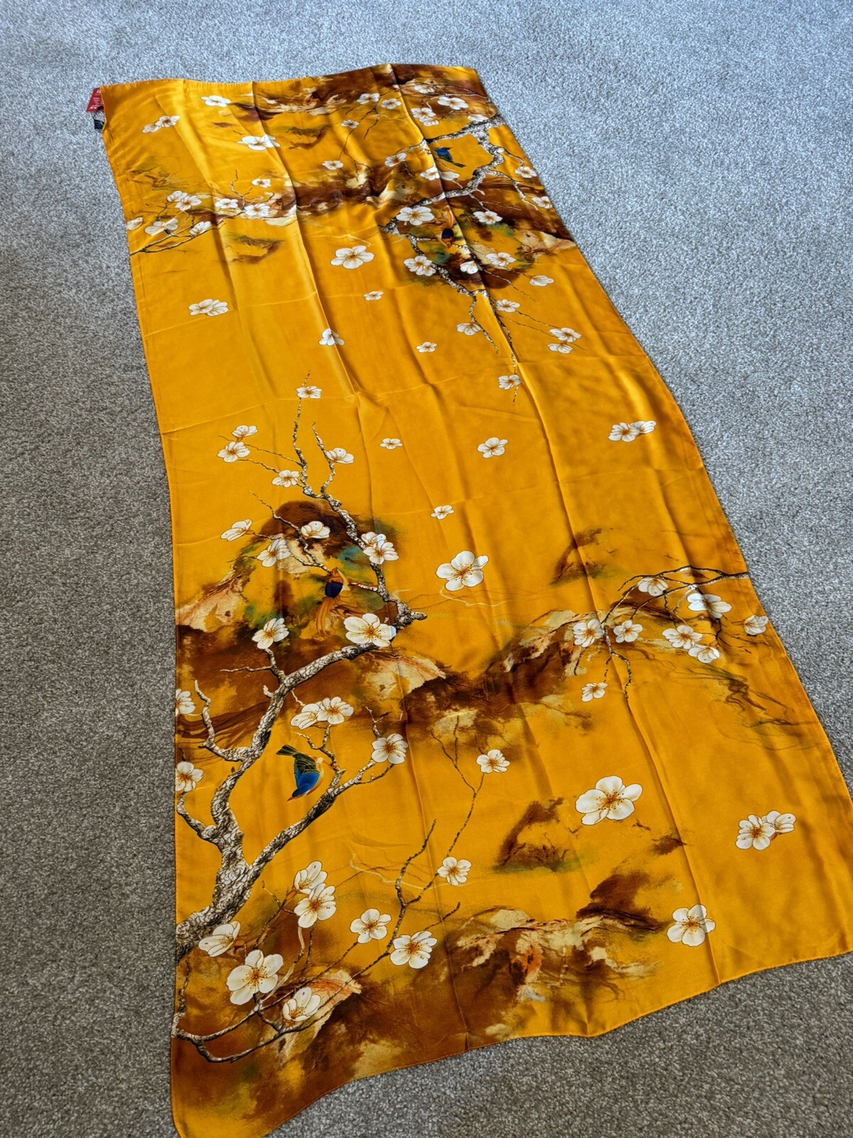 Yellow Floral Print Scarf 69x30 Inches Lightweight Womens Fashion Accessory