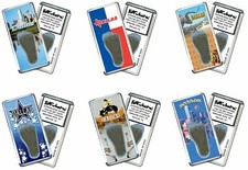 Dallas FootWhere® Souvenir Fridge Magnets. 6 Piece Set. Made in USA