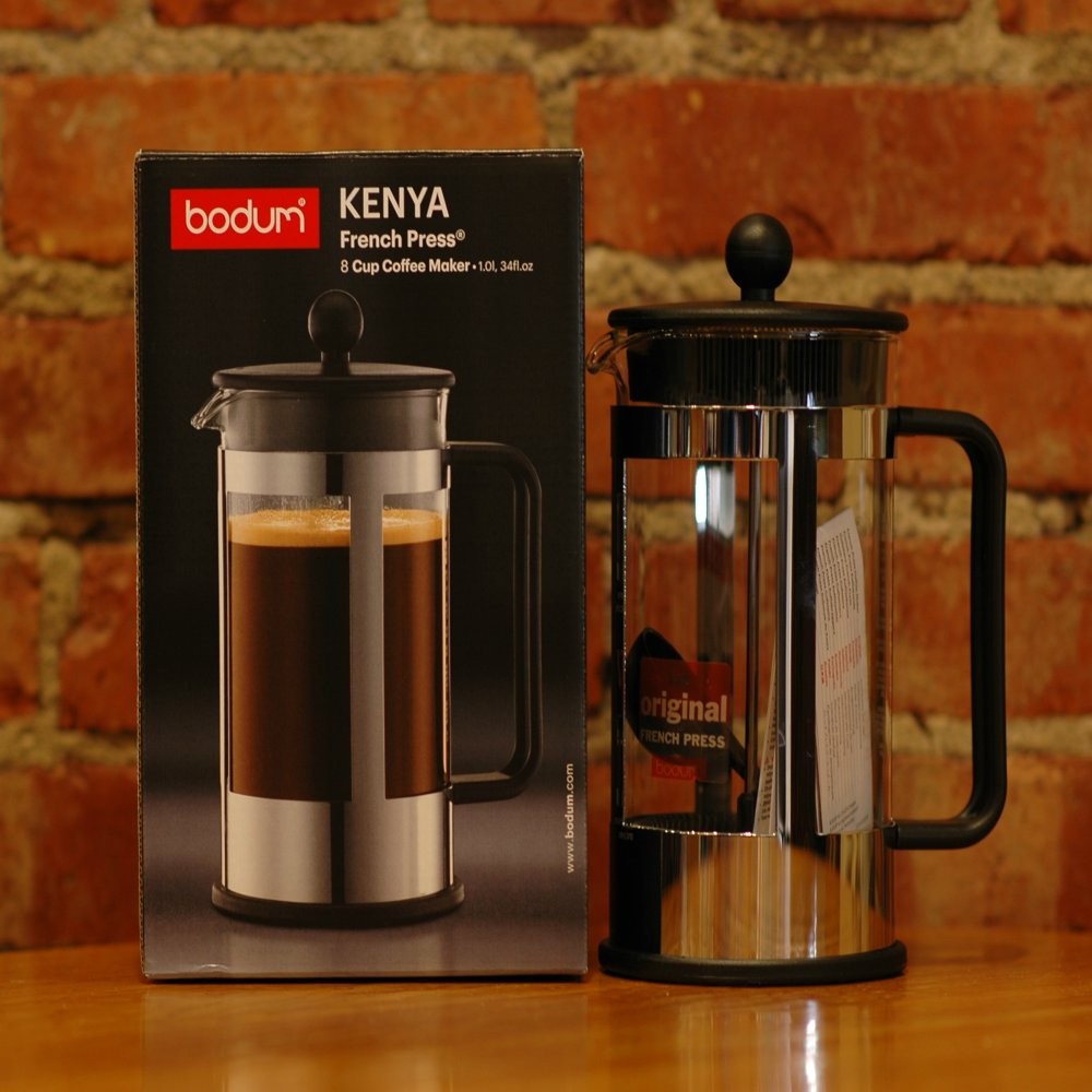 Kenya French Press Coffee Maker, 34 Ounce, Stainless Steel