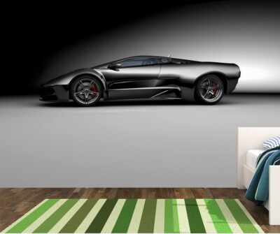Silver Sports Car Wall Mural decor Wallpaper for Boys Bedroom 100x72 Inch