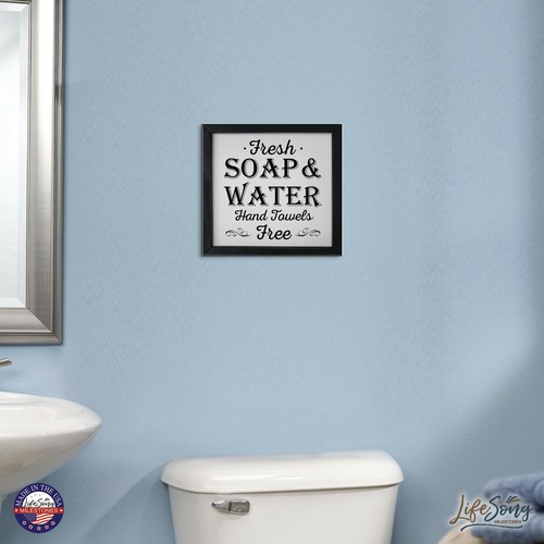 Toilet Bathroom Wall Signs 11.5x11.5 Framed Shadow Box Decor - Water Free - Picture 7 of 16
