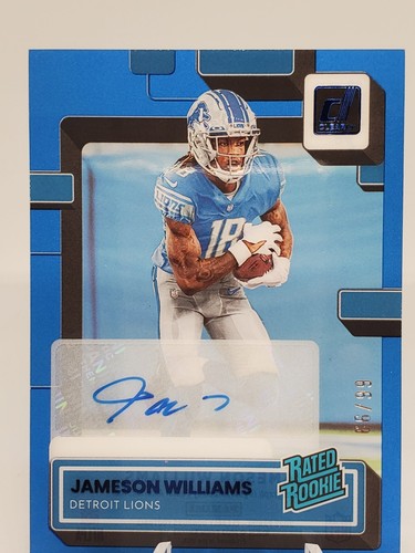 Clearly Donruss 2022 - Jameson Williams Clasificado Novato AZUL/99 ¡Coincidencia de colores automática! - Imagen 2 de 10