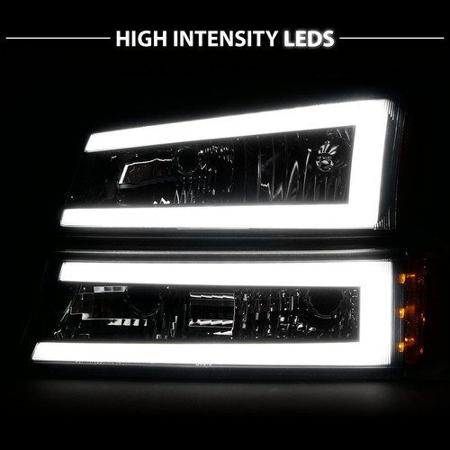Faros negros barra LED para Chevy Silverado 1500 2500 3500/Avalanche 2003-2007 - Imagen 8 de 12