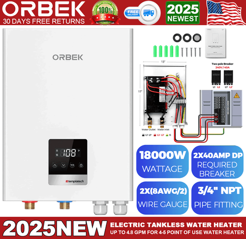 18KW Electric Tankless Water Heater Instant Hot On Demand for Whole House 240V - Picture 1 of 10