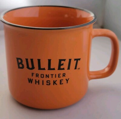 Bulleit Frontier Whiskey Bourbon Ceramic Mug Orange Coffee Cup EUC