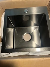 Aschaul Bar Sink 15x15x10 16 Guage Black Textured Finish