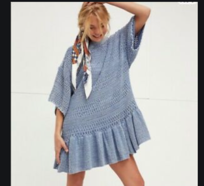 $198 Free People Sistine Crochet Knit Oversized Mini Dress Indigo Blue Sz M NWT | eBay $198 Free People Sistine Crochet Knit Oversized Mini Dress Indigo Blue Sz M NWT | eBay
