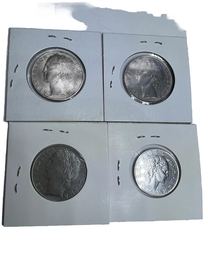 ITALY 100 LIRES 4 COINS $100 LIRA 1955-56-59 AND $50 LIRAS 1956 AU COLLECTIBLES - Image 2 of 4