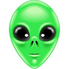 Green Alien Fun Celebrity Card Face Mask - Ready To Wear - Fancy Dress