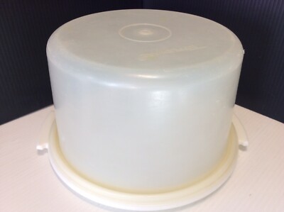 Tupperware #683 White Sheer 11  Cake Taker Keeper Container 7  Tall