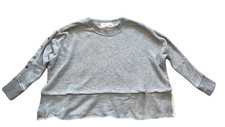 Vintage Havana women s heather gray 3/4 sleeve snap shoulder sweatshirt S