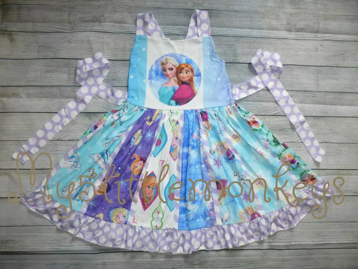 NEW Boutique Frozen Princess Ana Elsa Girls Sleeveless Ruffle