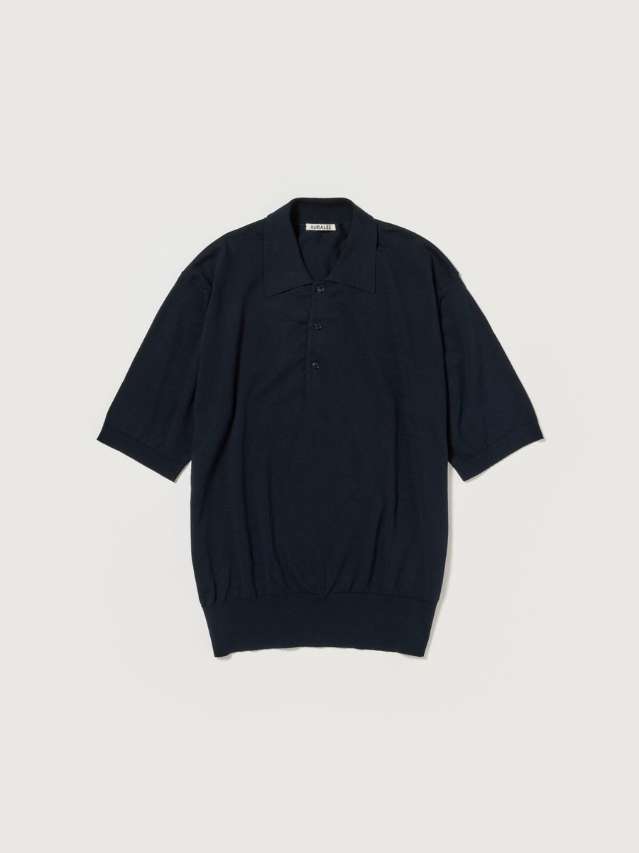 トップス auralee super high gauge wool knit polo ASK availability First)AURALEE SUPER HIGH GAUGE COTTON KNIT