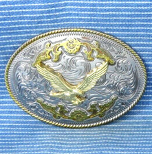 Cowboys Eagle  Filigree Scroll Belt Buckle Western Cowgirl Vtg Taiwan  .TYC632