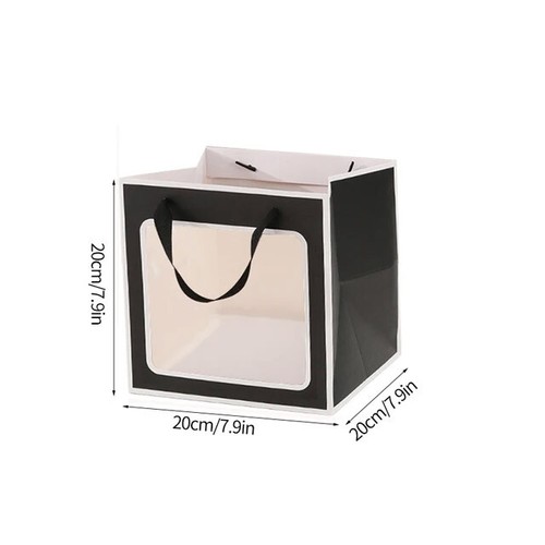 20x Flower Doll Gift Bag Clear Window Packaging Bags Square Box Cake Baking Tote - Picture 30 of 36