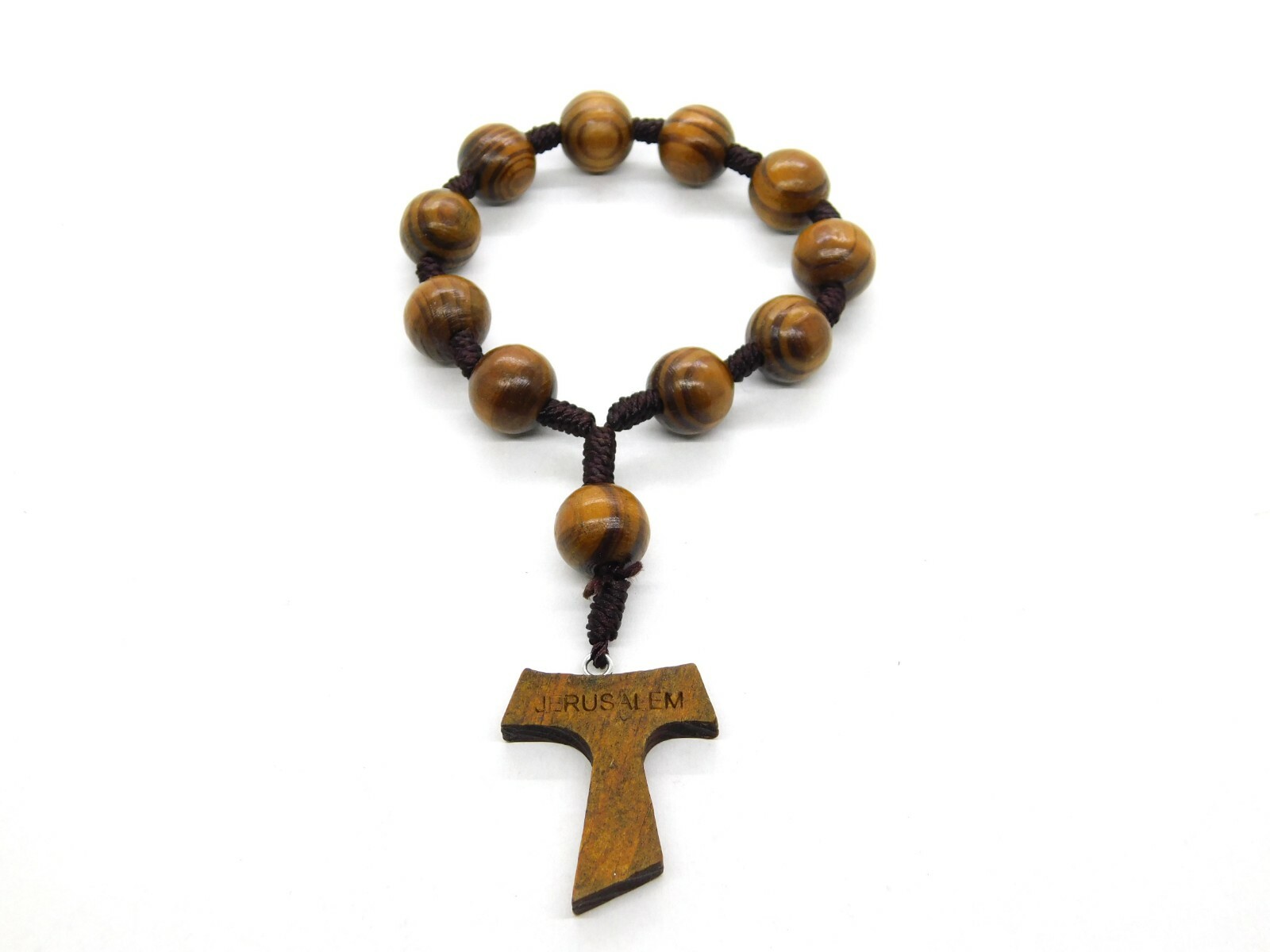 Wood Prayer Bead Door Knob Rosary with Tau Cross Jerusalem Holy Land | eBay