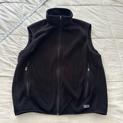 VINTAGE Patagonia Sweater Large Adult Black Vest Synchilla Fleece Full Zip  Mens