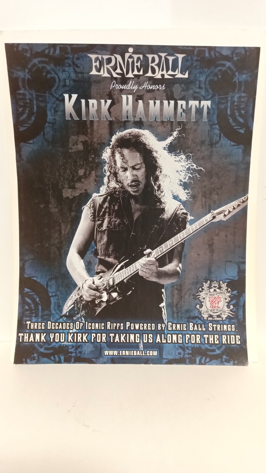 KIRK HAMMETT ERNIE BALL STRINGS ON TOUR 11X8.5 PRINT AD. r eBay