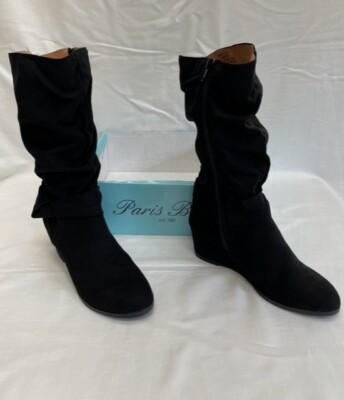 Paris Blues Little Girl's Boots Size: 3M Candace Wedge Slouch Fabric Upper Black