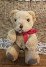 Vintage Small Tan Russ TEDDY BEAR 6 With Red Bow Stuffed Animal Item 7593