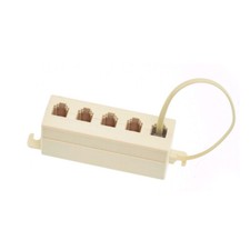 New 5 Way Modular Jack Splitter Adapter Ivory Outlet 4C Line Telephone Phone ZH
