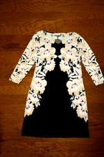 ❤️ S M CALVIN KLEIN 3/4 SLEEVES HEAVY POLYESTER Knee Party Coctail❤️ DRESS PARTY