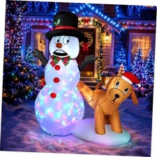 5FT Funny Christmas Inflatables Snowman with Peeing Dog, Snowman  Dog