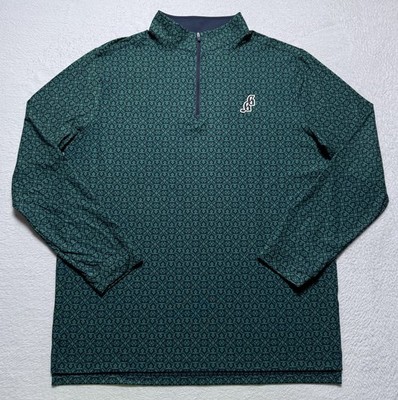 Good Good Golf Mountain Q Zip Men s Large Pullover Green Patterned Performance