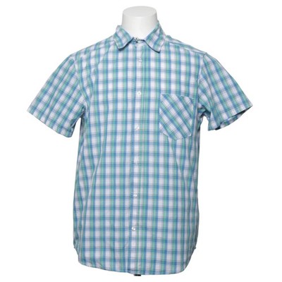 Identic Man, Kurzarmhemd, Größe: L, Blau/Grün/Weiß, Baumwolle/Polyester #S1Z
