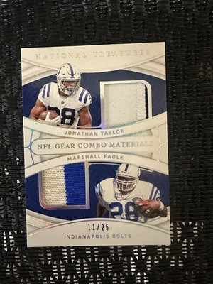 MARSHALL FAULK JONATHAN TAYLOR 2021 NATIONAL TREASURES GAME-WORN/USED PATCH /25