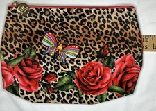 Women  s Estee Lauder Leopard, Floral, Butterfly Print Makeup Cosmetic Zipper Bag