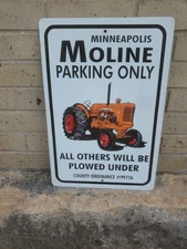 18" X 12" Metal Sign Minneapolis Moline Parking Only Tractor Farm Decor 