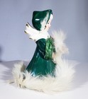 Vintage 1950's NAPCO Christmas Green Angel w/White Fur Trim Holding Present — photo 2