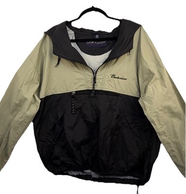 Vintage 90s Budweiser Beer Anorak Hooded Windbreaker Pullover Swingster MEDIUM