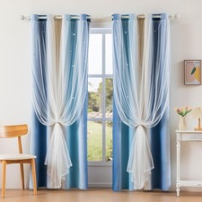 Dream Star Blackout Curtains for Kids Rooms Girl Princess Curtain for Daughter