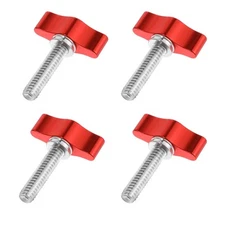 4 PCS 1/4"-20 X 1 Thread Thumb Screws with Red Adjustable Tee Wing Aluminum K...