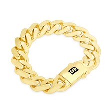 14k Yellow Gold Royal Monaco Miami Cuban Link 17mm Curb Chain Mens Bracelet 8.5"