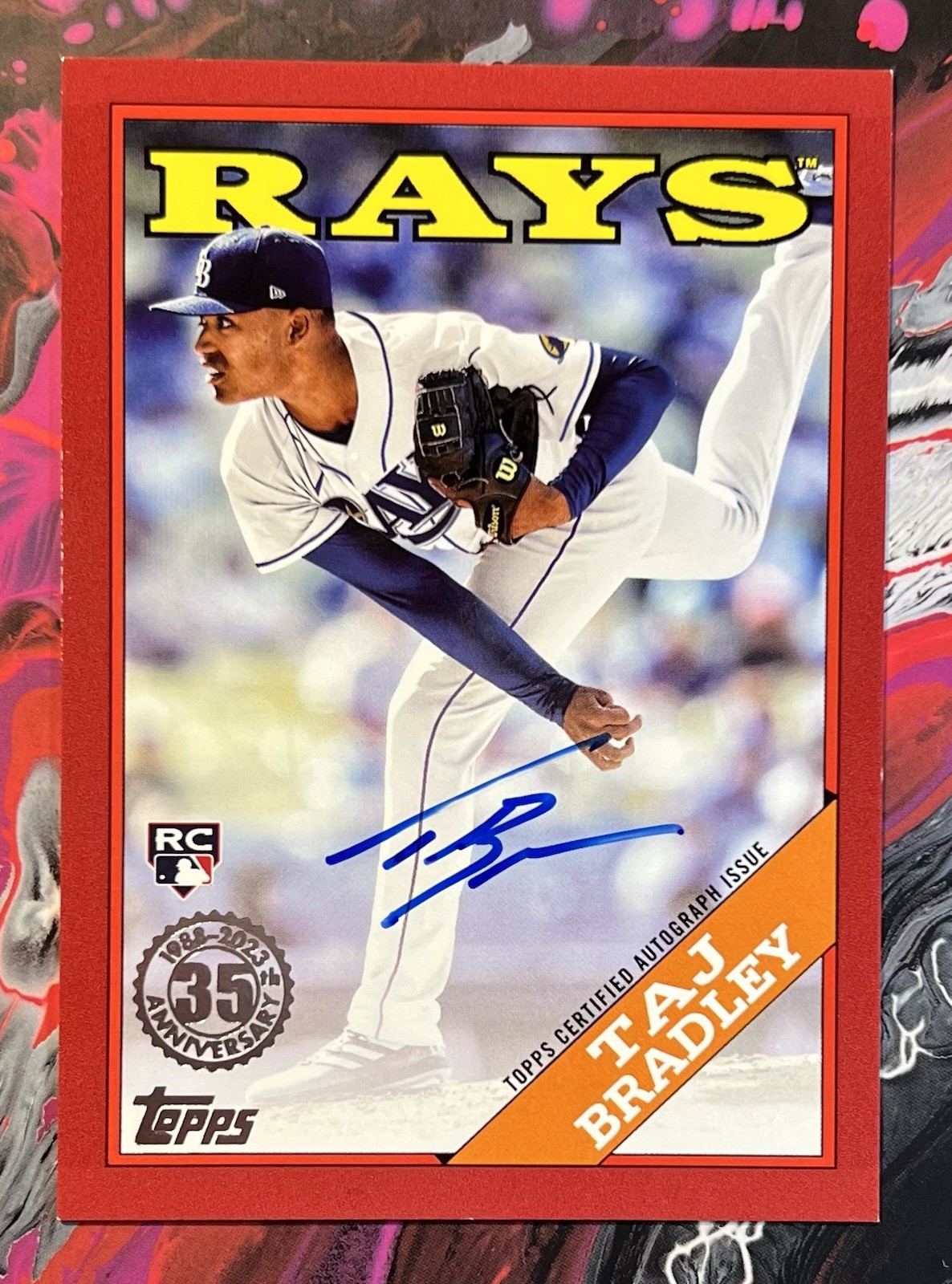 2023 Topps Update Taj Bradley 1988 Red Auto /25 SP RC Rookie Twins Rays #88BA-TB