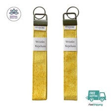 Handmade Wristlet Keychain Fabric Key Holder Stylish Durable 5.9x1 yellow