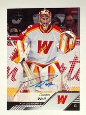 2022-23 UD AHL Auto DUSTIN WOLF Calgary Flames Rookie Card# 41. rookie card picture