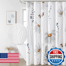 QiyI Floral Shower Curtain, 3D Embossed Butterflies Flower Bathroom Curtain, Wat