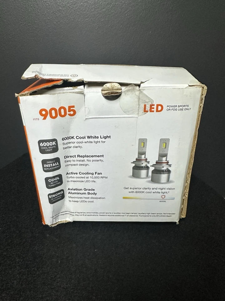 NEW SYLVANIA 9005 LED FOG &POWERSPORTS BULB, 2 PACK 600K Cool White Light Unused - Image 2 of 2