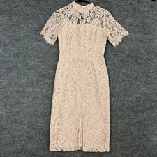 Alexis Dress Small Ardella Rose Blush Lace Midi Sheath Party Formal Ceremony