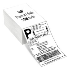 For Zebra and Rollo 500 PCs 4"x6" Fanfold Direct Thermal Shipping Labels