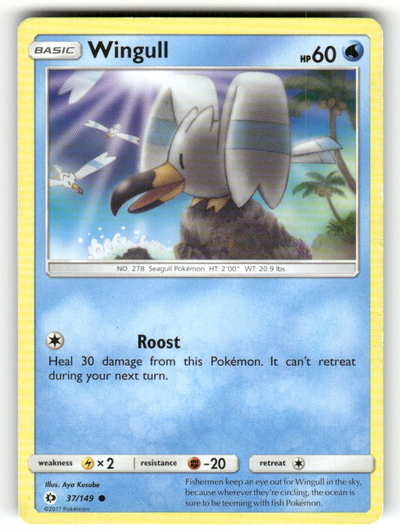 Wingull 37/149 Common SM Base Set Pokemon Moderately Played