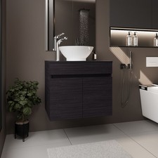 Bathroom Vanity with Sink, 2 Doors, Black Wengue