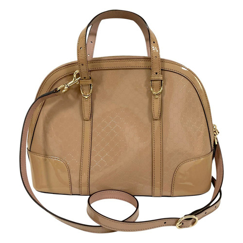 Used Gucci Micro Gg Patent 2Way Handbag Shoulder Bag 309617 Beige Ladies Luxs